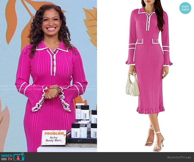 Milly Almodovar’s pink ribbed polo dress on Good Morning America