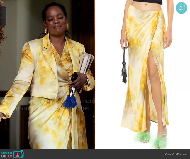 Pinko Carasina Gonna Raso Skirt worn by Sabrina Hollins (Novi Brown) on Tyler Perrys Sistas