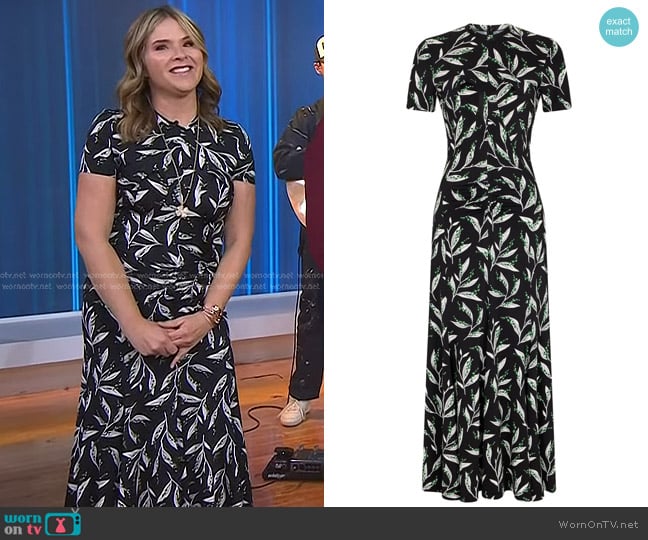 Rabanne Floral-print Short-sleeve Dress worn by Jenna Bush Hager on Today