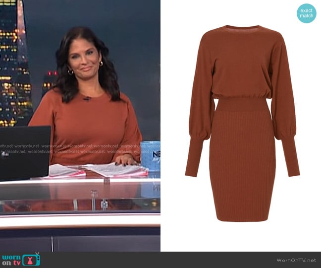 Toccin x RTR Sweater Dress in Brown worn by Darlene Rodriguez on Today