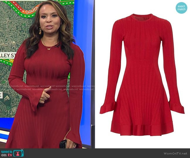 Esteban Cortazar Collective Bell Sleeve Dress in Red worn by Adelle Caballero on Today