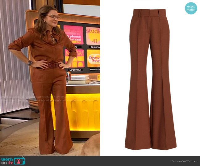 Gabriela Hearst Rhein Pant in Wool worn by Drew Barrymore on The Drew Barrymore Show