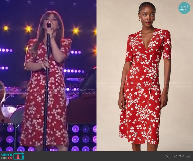 Rouje Gabin Dress Cerisier Rouge worn by Kelly Clarkson on The Kelly Clarkson Show