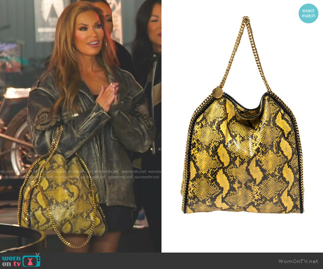 Stella McCartney Python Effect Leather Falabella Tote in Yellow/Black worn by Britani Bateman on The Real Housewives of Salt Lake City