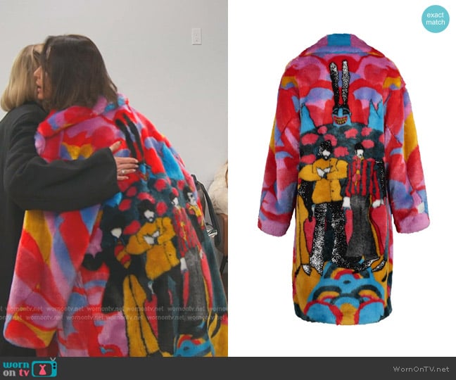 Stella McCartney the Beatles Yellow Submarine Faux Fur Coat worn by Bronwyn Newport on The Real Housewives of Salt Lake City