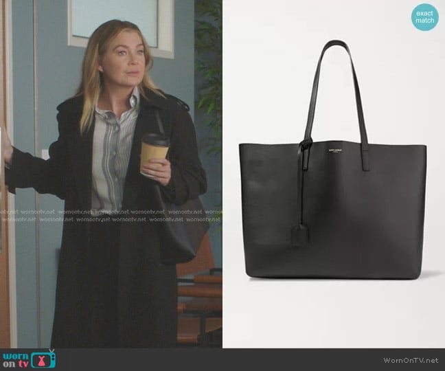 Saint Laurent East-West Tote in Smooth Leather worn by Meredith Grey (Ellen Pompeo) on Greys Anatomy