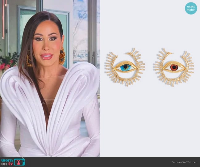 Schiaparelli Eyes Hoop Earrings worn by Angie Katsanevas on The Real Housewives of Salt Lake City