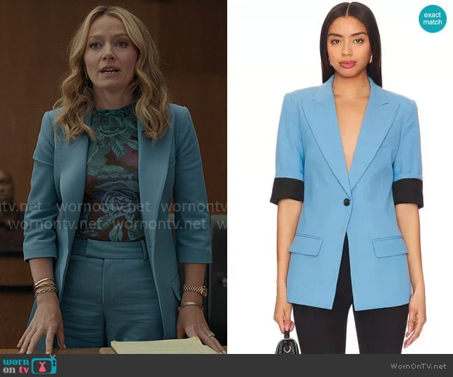 Smythe Three-Quarter Sleeve Longline Blazer in Cornflower Blue worn by Lorna Crane (Becki Newton) on The Lincoln Lawyer