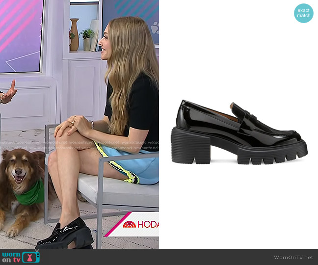 Stuart Weitzman Soho Loafer in Black worn by Amanda Seyfried on Today