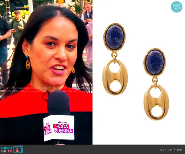 Sylvia Toledano Chain Neo 22K-Gold-Plated & Lapis Lazuli Clip-On Drop Earrings worn by Donna Farizan on Today