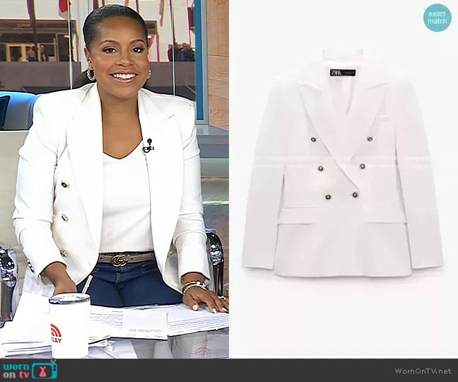 Zara Tailored Double Breasted Blazer worn by Sheinelle Jones on Today