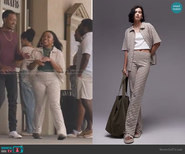 Topshop Stripe Oversized Shirt and Pants worn by Janine Teagues (Quinta Brunson) on Abbott Elementary