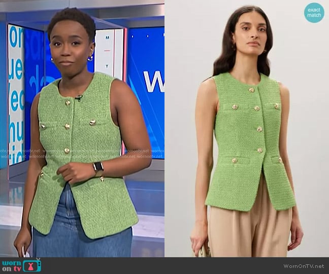 Endless Rose Tweed Buttoned Long Split Jacket worn by Zinhle Essamuah on NBC News Daily