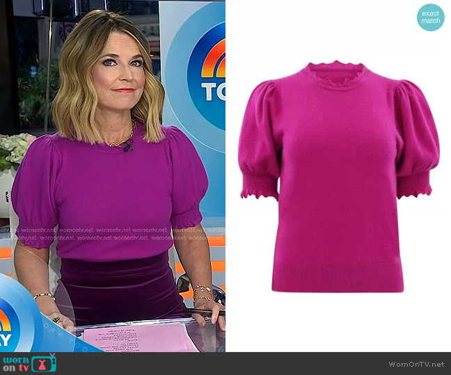 Ulla Johnson Lotta Top in Thistle worn by Savannah Guthrie on Today