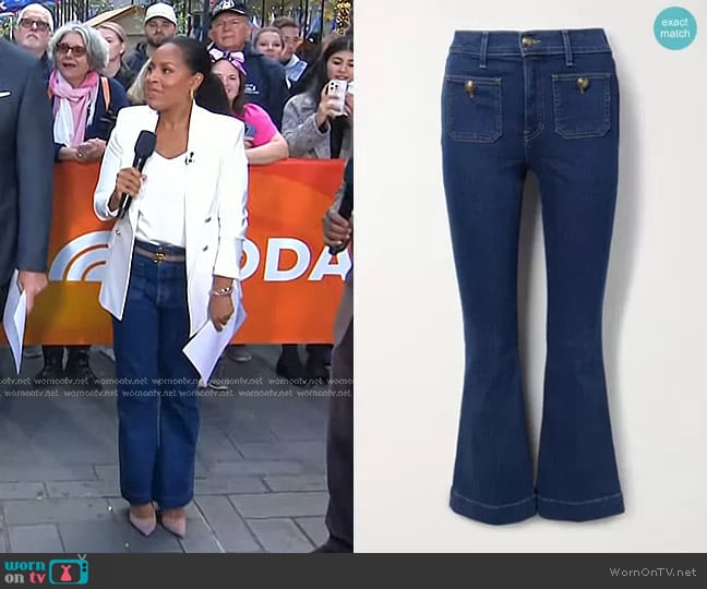 Veronica Beard Carson High Rise Flared Jeans worn by Sheinelle Jones on Today