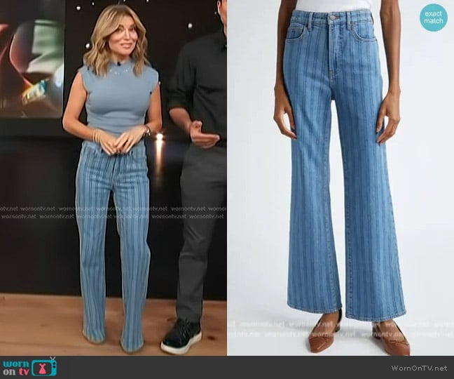 Veronica Beard Crosbie High Waist Wide Leg Jeans worn by Kit Hoover on Access Hollywood