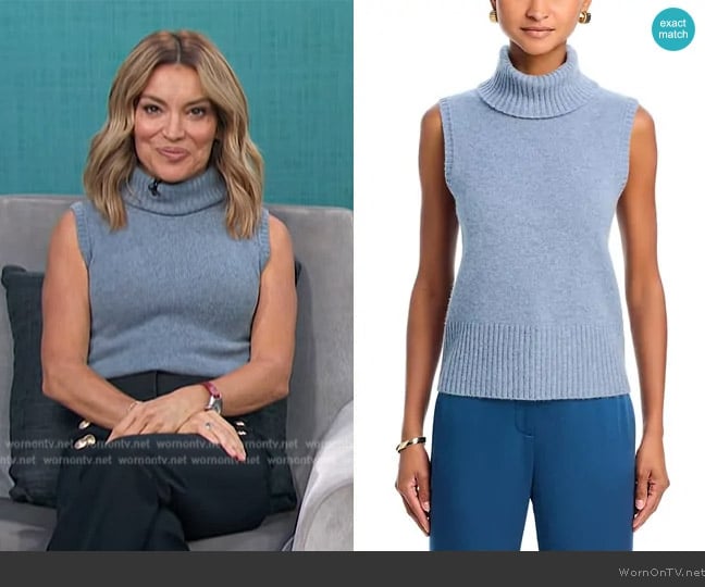 Veronica Beard Mazzy Cashmere Turtleneck Sweater Vest worn by Kit Hoover on Access Hollywood