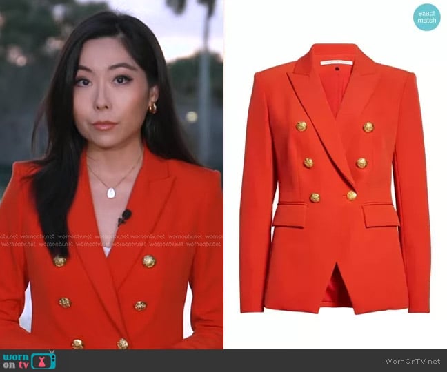 Veronica Beard Miller Dickey Jacket in Flame Red worn by Selina Wang on Good Morning America