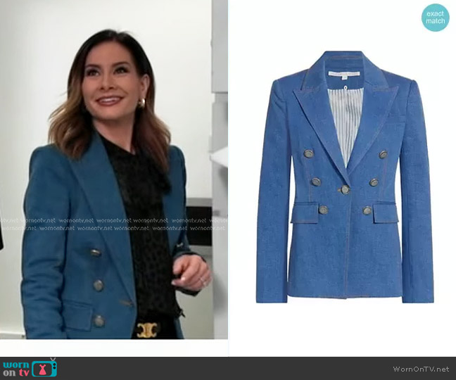 Veronica Beard Naira Denim Dickey Jacket worn by Rebecca Jarvis on Good Morning America