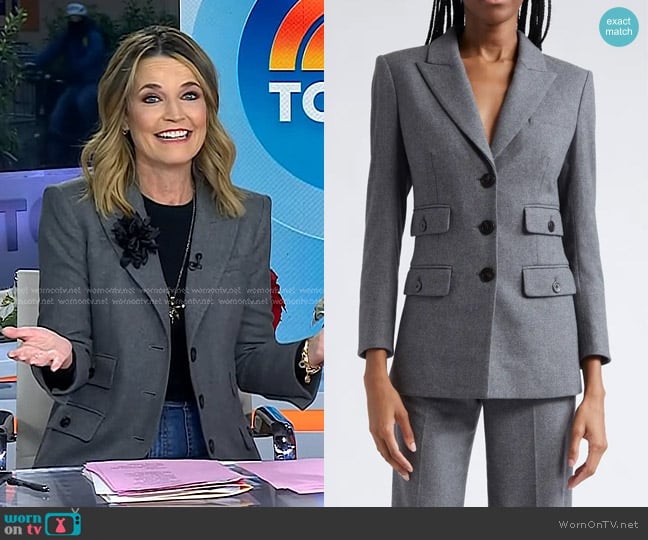 Veronica Beard Nalani Dickey Jacket in Heather Grey worn by Savannah Guthrie on Today