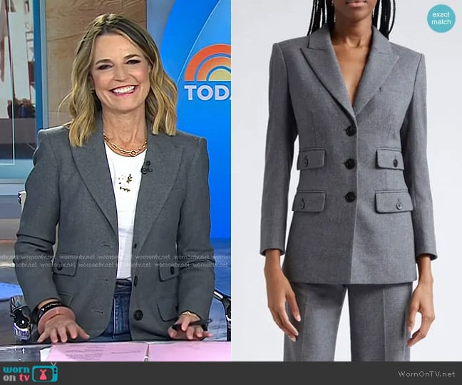 Veronica Beard Nalani Dickey Jacket in Heather Grey worn by Savannah Guthrie on Today