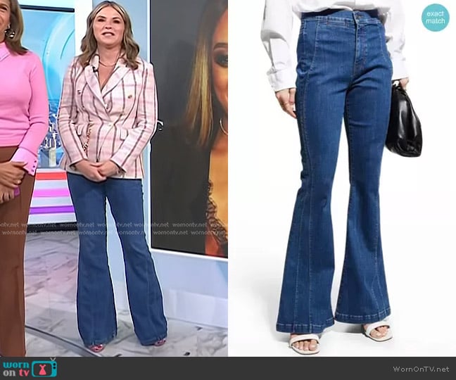 Veronica Beard Sheridan Seamed High-Rise Bell-Bottom Jeans worn by Jenna Bush Hager on Today