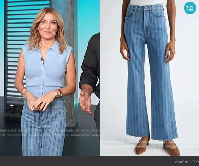 Veronica Beard Crosbie High Waist Wide Leg Jeans worn by Kit Hoover on Access Hollywood