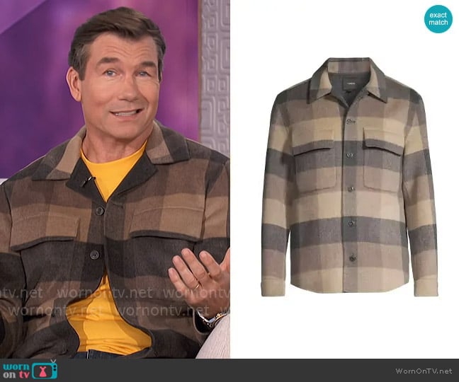 Vince Splittable Plaid Wool-Blend Long-Sleeve Shirt worn by Jerry O'Connell on The Talk