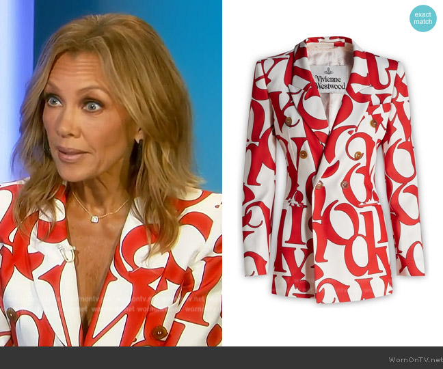 Vivienne Westwood Allover Logo Printed Double-Breasted Blazer worn by Vanessa Williams on E! News