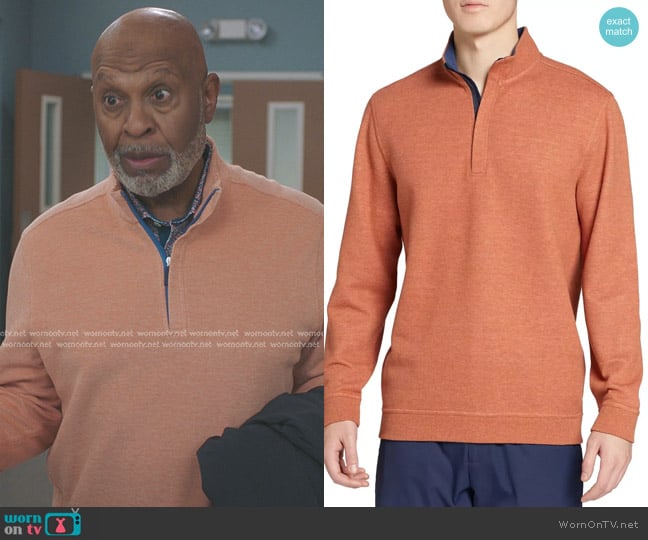 Walter Hagen Performance 11 Midweight 1/4 Zip Golf Pullover in Orange worn by Richard Webber (James Pickens Jr.) on Greys Anatomy