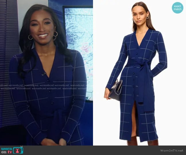 Toccin x RTR Windowpane Cardigan Dress worn by Brittany Bell on Good Morning America