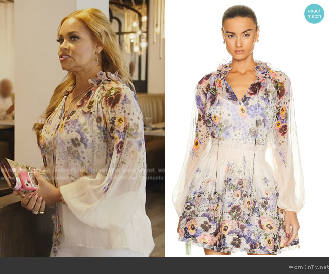 Zimmermann Tama Flower Collar Blouse worn by Gizelle Bryant on The Real Housewives of Potomac