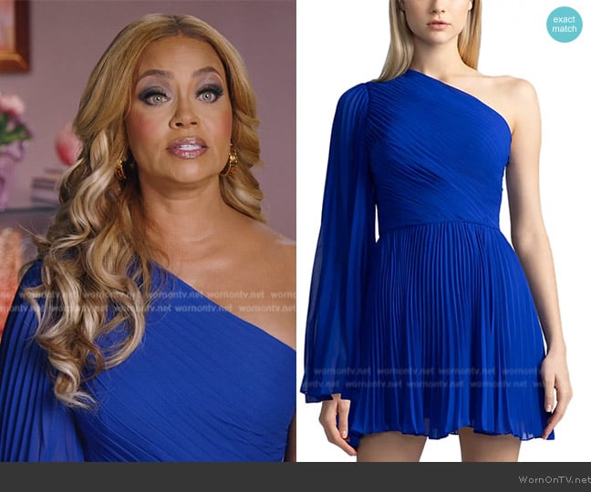 Zac Posen Asymmetric Pleated Chiffon Minidress worn by Gizelle Bryant on The Real Housewives of Potomac