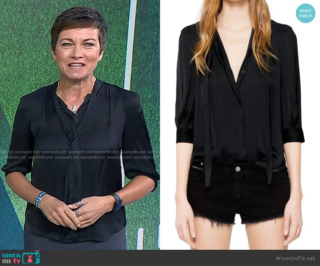 Zadig & Voltaire Tie Neck Satin Blouse worn by Stephanie Gosk on Today