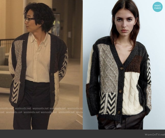 Zara Patchwork Cardigan worn by Daniel Kim (Tim Jo) on Reasonable Doubt