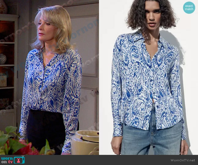 Zara Printed Shirt worn by Marlena Evans (Deidre Hall) on Days of our Lives