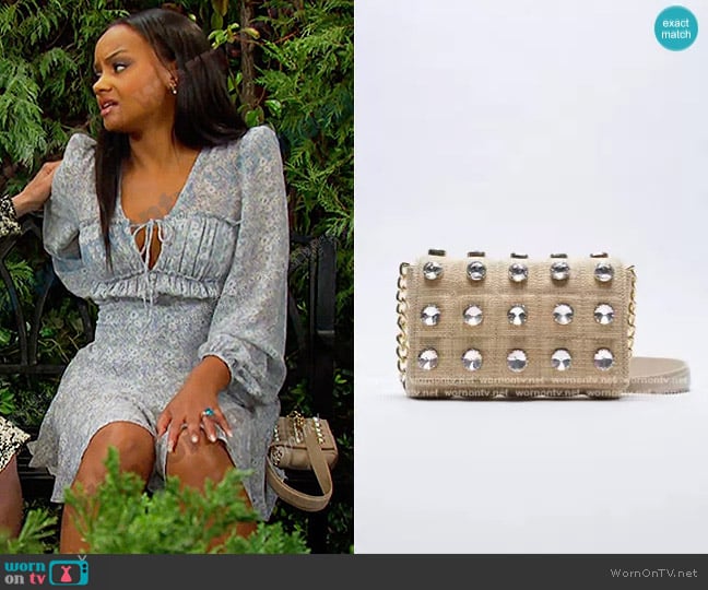 Zara Sparkly Quilted Crossbody Bag worn by Chanel Dupree (Raven Bowens) on Days of our Lives