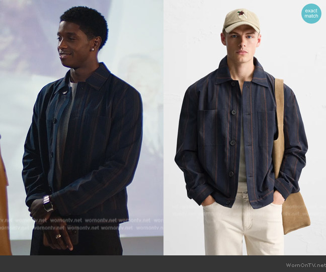 Zara Contrast Striped Overshirt worn by Orlando Johnson (Martin Bobb-Semple) on All American Homecoming