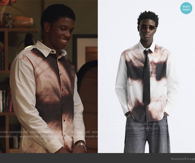 Zara Watercolour Print Shirt worn by Orlando Johnson (Martin Bobb-Semple) on All American Homecoming