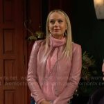 Abby’s pink pearl embellished sweater on The Young and the Restless