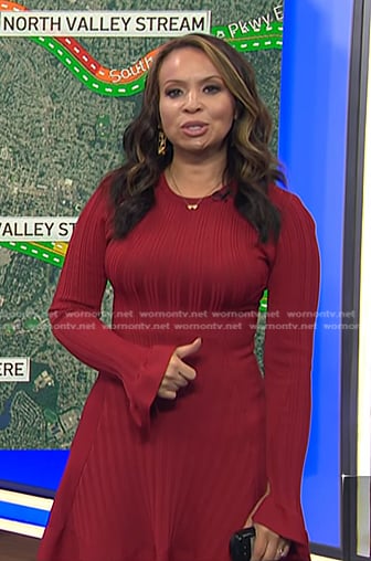 Adelle's red ribbed bell sleeve dress on Today