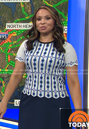 Adelle’s white printed scalloped top on Today