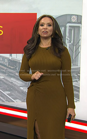 Adelle's green twist front ribbed dress on Today