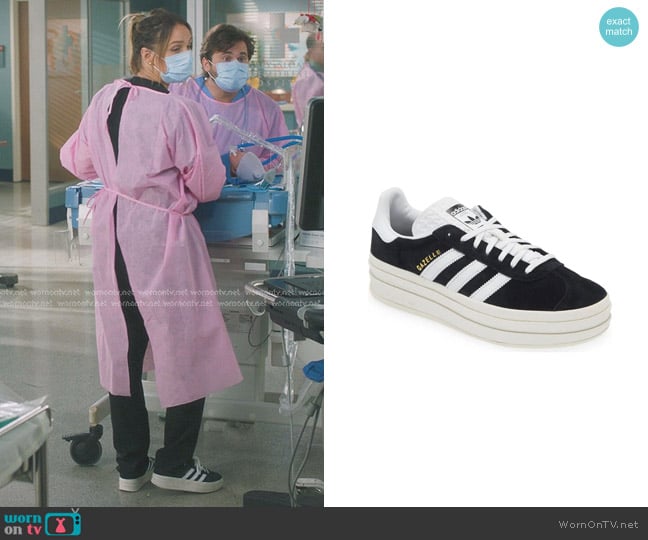 Jo’s black platform striped sneakers on Greys Anatomy