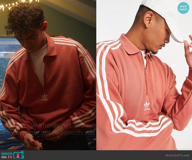 WornOnTV Charlie s coral Adidas pullover on Heartstopper Joe Locke Clothes and Wardrobe from TV