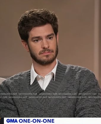 Andrew Garfield's grey v-neck sweater on Good Morning America