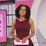 Adriana Diaz’s burgundy peplum jumpsuit on CBS Mornings