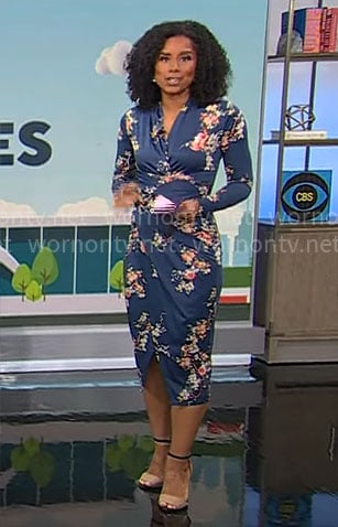 Adriana Diaz's teal floral dress on CBS Mornings