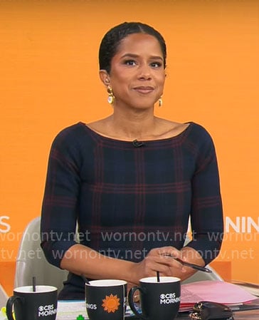 Adriana Diaz's navy plaid dress on CBS Mornings