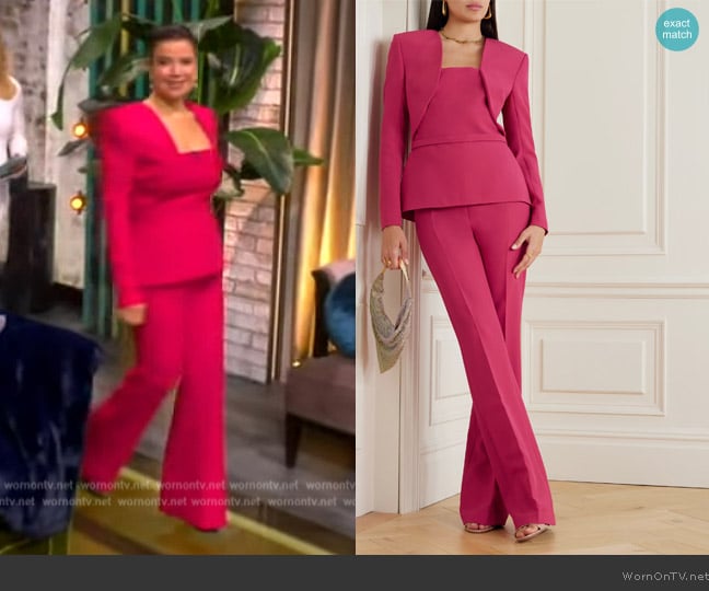 Safiyaa Samuele paneled crepe blouse worn by Ana Navarro on The View